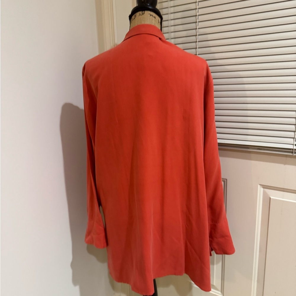 Coldwater Creek NWT 100% silk orange button down long sleeve long shirt size XL - Picture 2 of 11